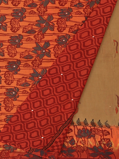 

Pothys Orange & Brown Pure Cotton Printed Sustainable Saree
