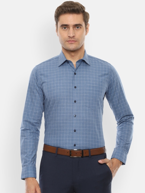 

Van Heusen Men Blue & White Slim Fit Checked Formal Shirt