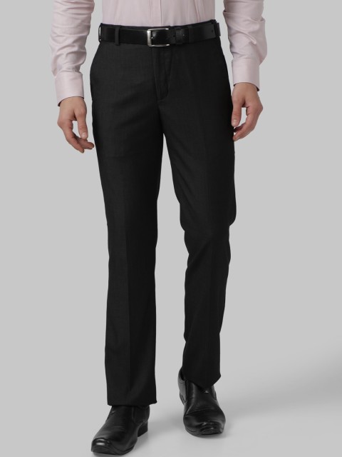 

Park Avenue Men Charcoal Grey Slim Fit Self Design Formal Trousers