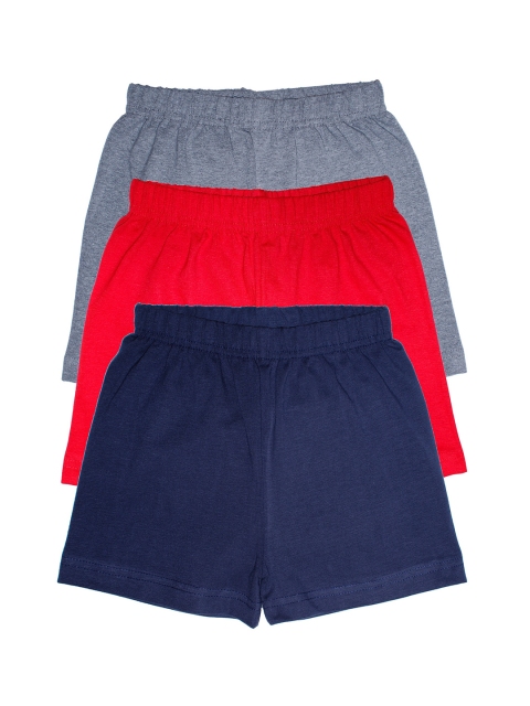 

KiddoPanti Girls Pack of 3 Solid Regular Fit Cycling Shorts, Grey melange