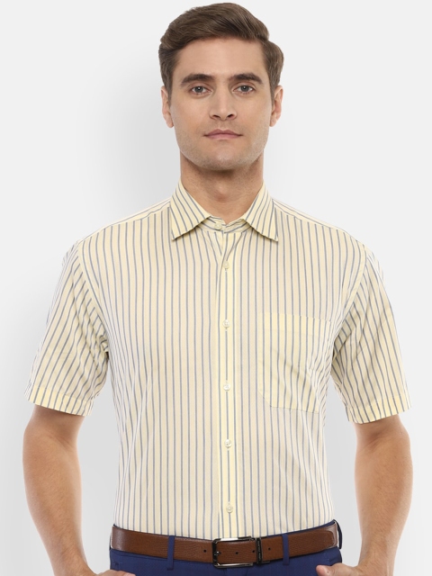 

Louis Philippe Men Yellow & Blue Regular Fit Striped Formal Shirt