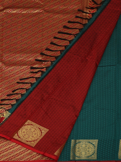 Pothys Green & Red Art Silk Woven Design Saree