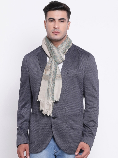 

SHINGORA Men Beige & Green Woven Design Woolen Muffler