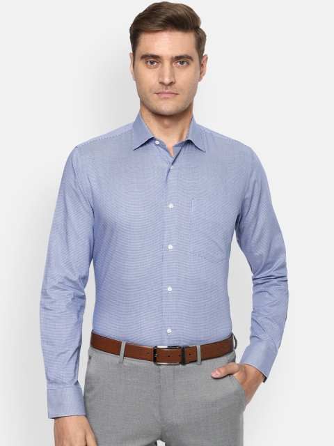 

Van Heusen Men Blue & White Slim Fit Self Design Formal Shirt