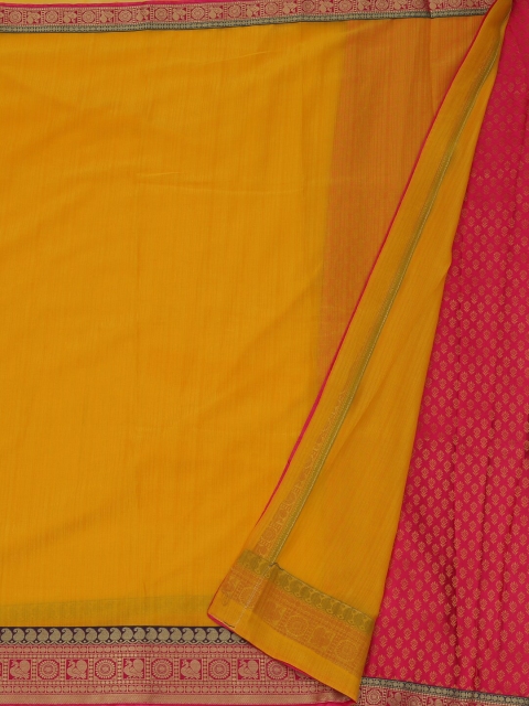 

Pothys Mustard Solid Poly Georgette Saree