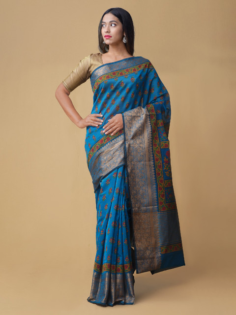 

Unnati Silks Blue Woven Design Silk Cotton Saree