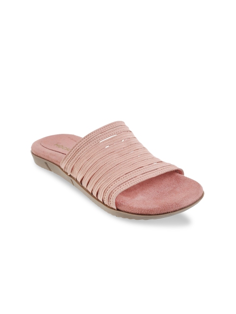 

Mochi Women Peach-Coloured Striped Open Toe Flats