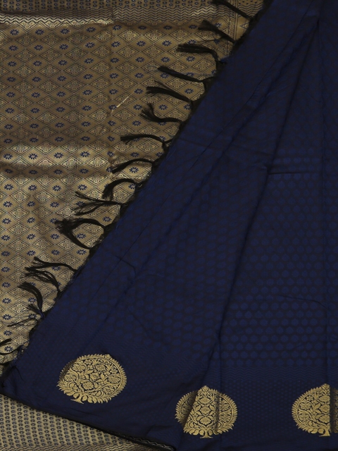 

Pothys Navy Blue & Gold-Toned Art Silk Woven Design Saree