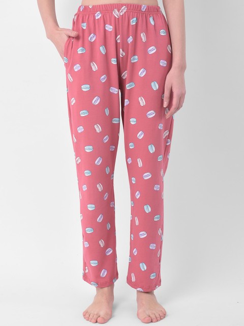 

Clovia Women Pink & White Printed Lounge Pants