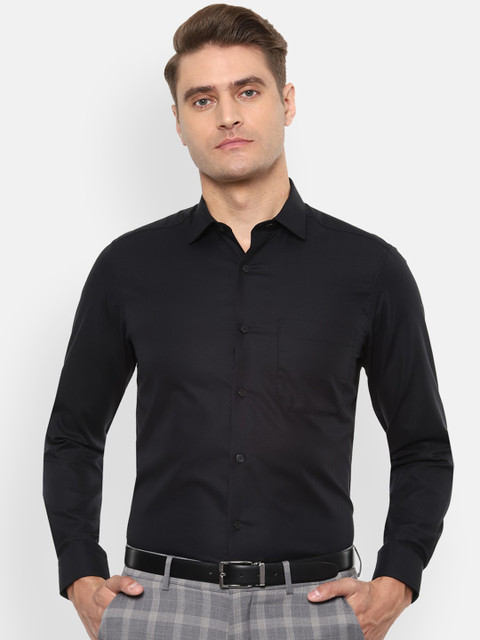 

Louis Philippe Men Black Slim Fit Self Design Formal Shirt