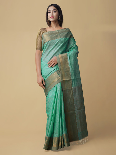 

Unnati Silks Sea Green Printed Pure Cotton Saree
