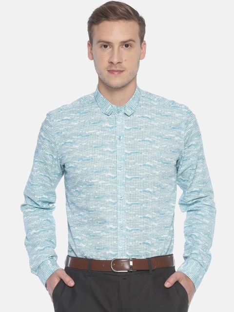 

COUPER & COLL Men Blue Premium Slim Fit Checked Semiformal Shirt