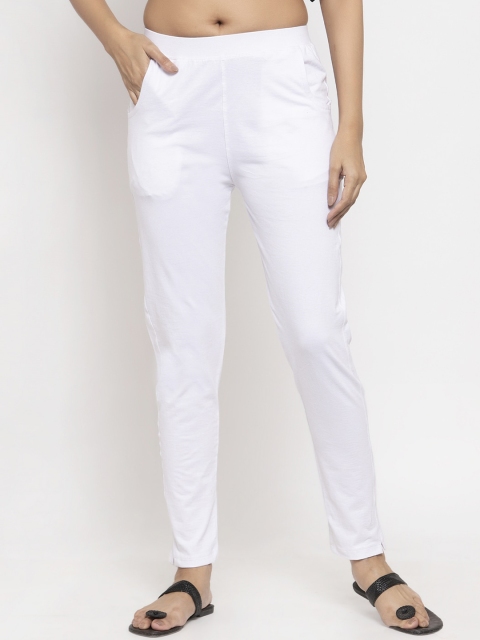 

NEUDIS Women White Solid Ankle Length Leggings