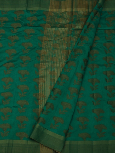 

Pothys Green & Copper Jute Silk Woven Design Saree