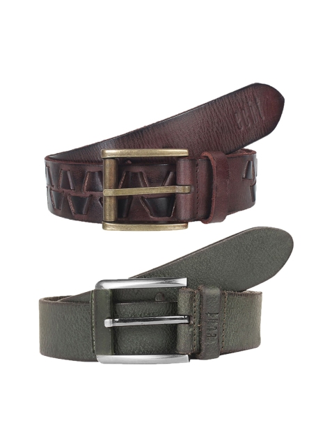 

echt Men Set of 2 Genuine Leather Belts, Brown