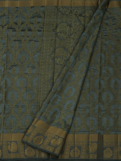 

Pothys Grey & Gold-Toned Jute Silk Woven Design Saree