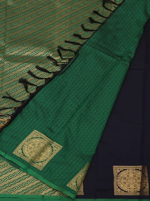 Pothys Navy Blue & Green Art Silk Woven Design Saree