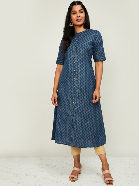 

Melange by Lifestyle Women Blue & Grey Printed A-Line Kurta