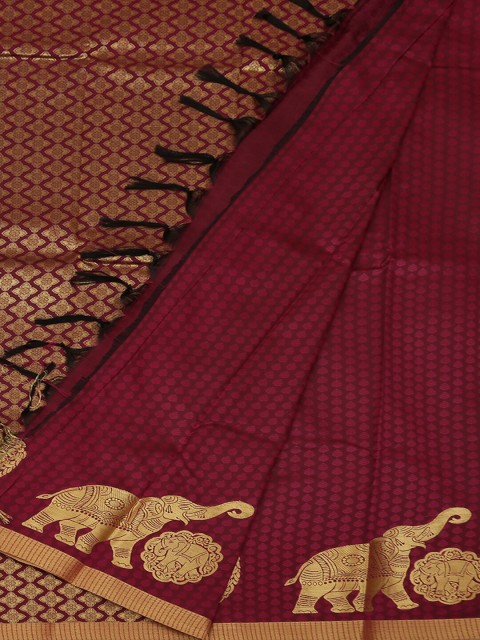 

Pothys Magenta & Gold-Toned Art Silk Woven Design Saree