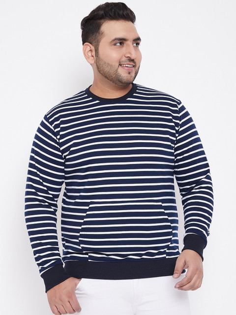 

bigbanana Men Navy Blue & White Striped Sweatshirt