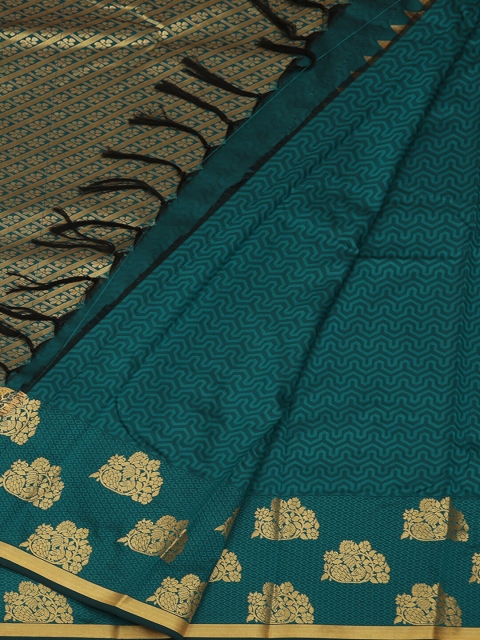 

Pothys Green & Gold-Toned Art Silk Woven Design Saree