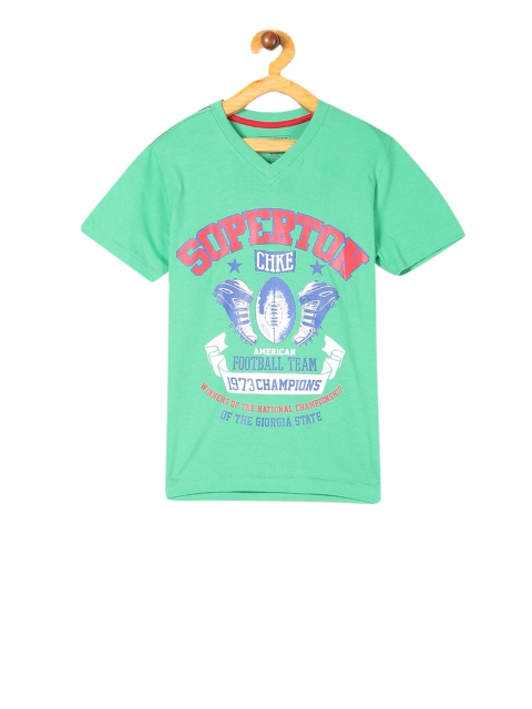 

Cherokee Boys Green Printed V-Neck T-shirt