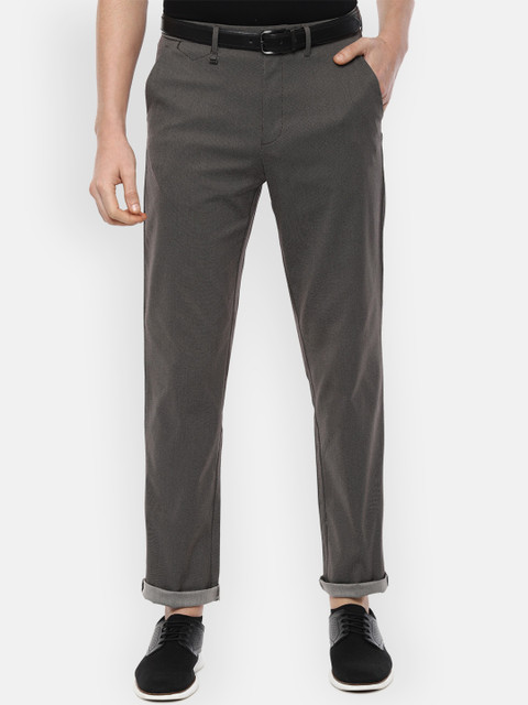 

Van Heusen Men Grey Regular Fit Self Design Regular Trousers
