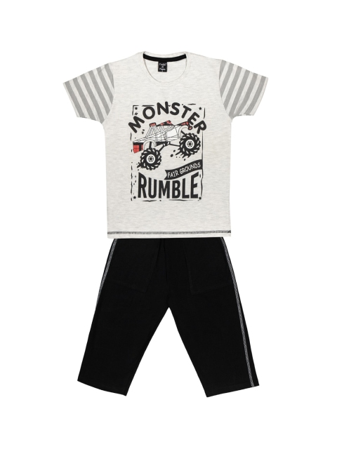 

Todd N Teen Boys Grey & Black Printed T-shirt with Trousers