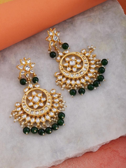 

GloBox By ZeroKaata Gold-Plated & Green Floral Chandbalis