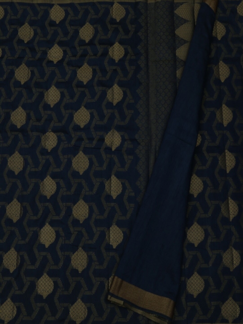

Pothys Navy Blue & Gold-Toned Jute Silk Woven Design Saree