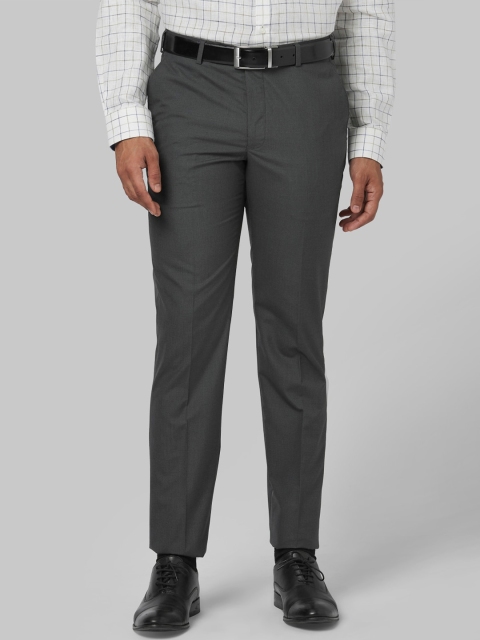 Park Avenue Men Grey Regular Fit Printed Formal Trousers