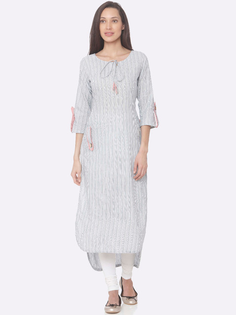 

RAISIN Women Blue Striped A-Line Kurta