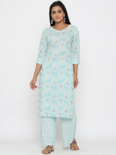 

WomenMagic Women Blue Printed Kurta with Palazzos