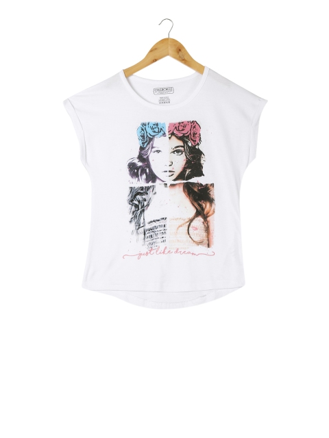 

Cherokee Girls White Printed Round Neck T-shirt