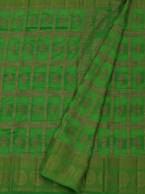 

Pothys Green & Gold-Toned Jute Silk Woven Design Saree
