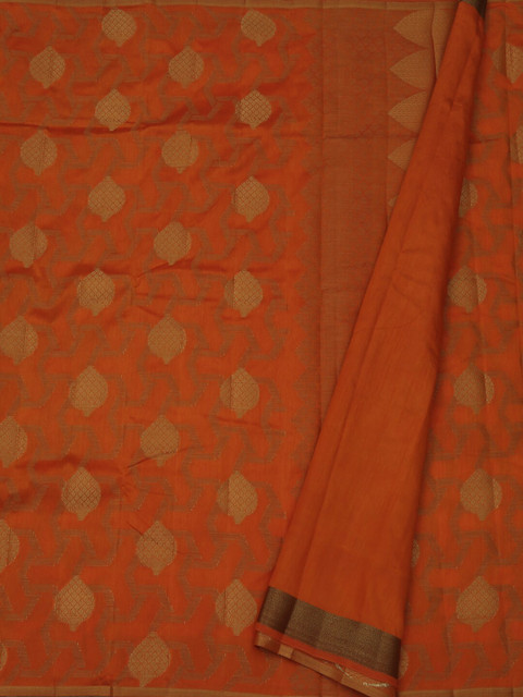 

Pothys Orange Woven Design Jute Silk Saree