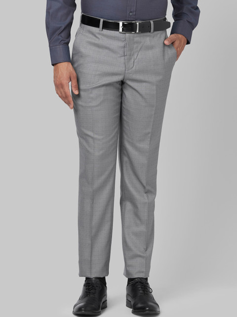 

Park Avenue Men Grey Regular Fit Self Design Formal Trousers