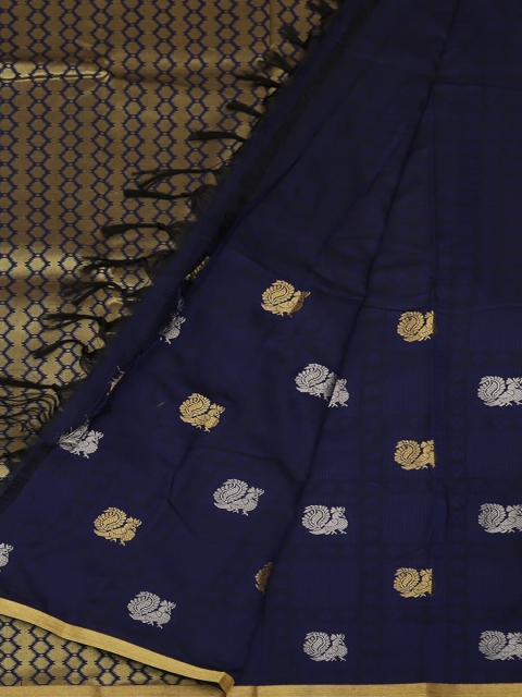 

Pothys Navy Blue & Gold-Toned Art Silk Woven Design Saree