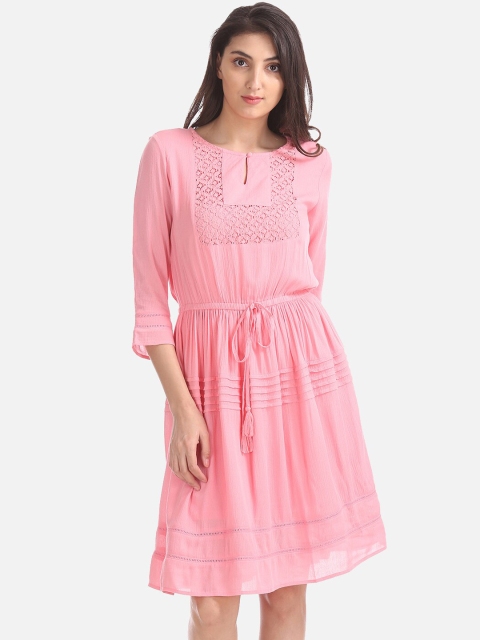 

Cherokee Women Pink Solid Blouson Dress