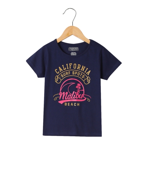 

Cherokee Girls Navy Blue Printed Round Neck T-shirt