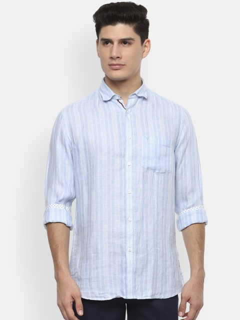 

Van Heusen Sport Men White & Blue Slim Fit Striped Casual Shirt