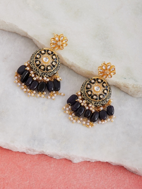 

GloBox By ZeroKaata Black & Gold-Toned Classic Drop Earrings