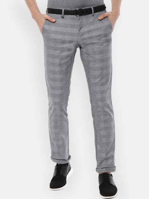 

Van Heusen Men Grey Slim Fit Checked Regular Trousers