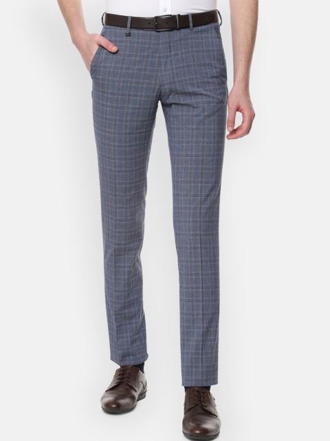 

Van Heusen Men Grey Slim Fit Checked Formal Trousers