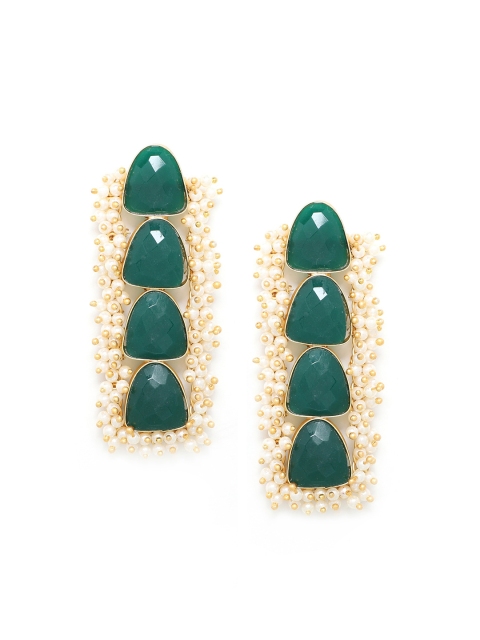 

Kairi Green & Gold-Plated Geometric Drop Earrings