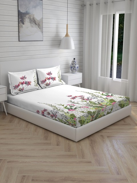 

Boutique Living India Green 300 TC Cotton 1 king Bedsheet with 2 Pillow Covers