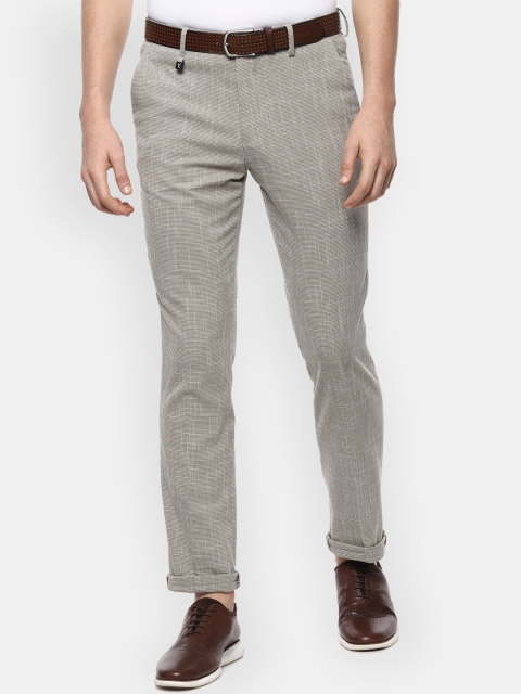 

V Dot Men Grey Skinny Fit Printed Regular Trousers