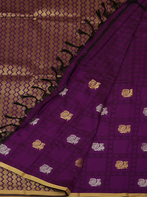 

Pothys Violet & Gold-Toned Art Silk Woven Design Saree
