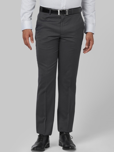 

Park Avenue Men Charcoal Grey Regular Fit Self Design Formal Trousers