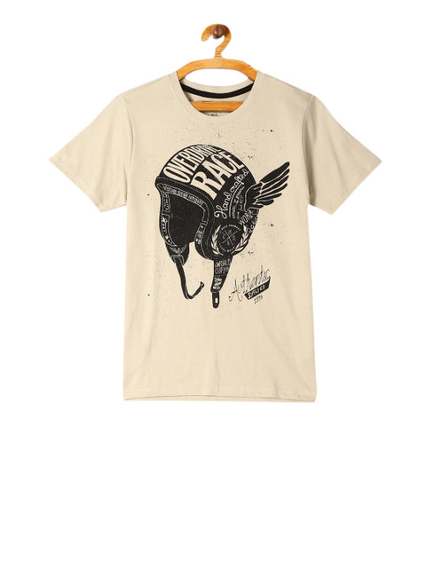 

Cherokee Boys Beige Printed Round Neck T-shirt